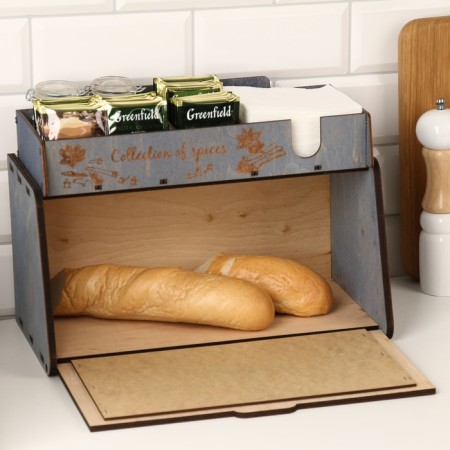 Bread a wooden bread with a stand under the spices "landscape", 35.6 x 20.4 x 24.8 cm, wenge-1