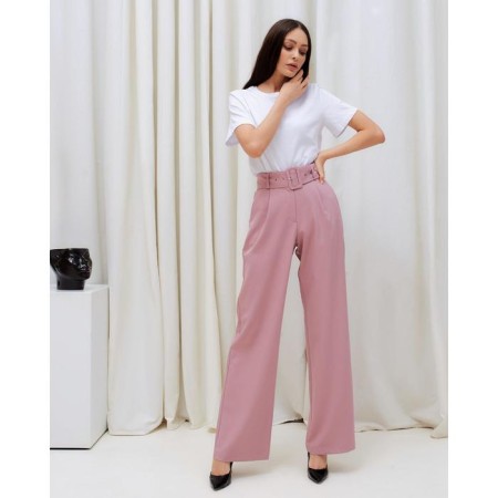Women's straight pants MIST, size 50, pink color-1