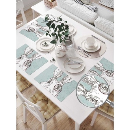 A set of napkins for setting the table "Hare-Gentleman", rectangular, size 32x46 cm, 4 pcs-1