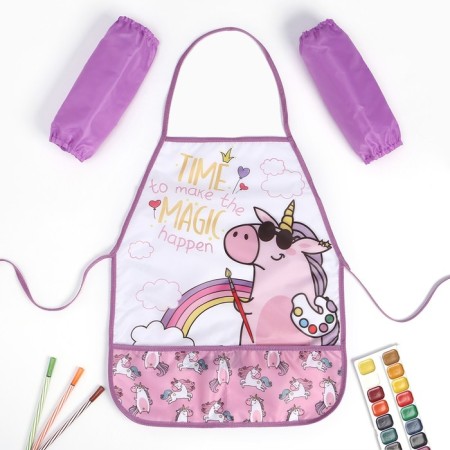 Set of children for creativity Ethel "Unicorn" apron 49 x 39 cm and sleeves-7