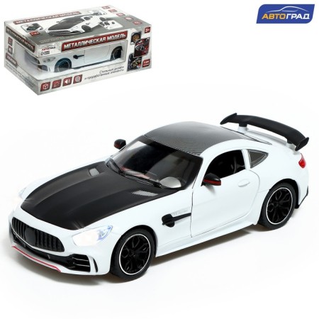 Metal machine, 1:24, inertial, doors, hood, trunk, white color are opened