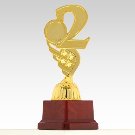 Cup "2nd place", award figure, gold, plastic stand, 16.8 × 6.2 × 6.4 cm.-2