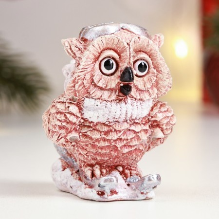 Figure "Owl on Ski" Beige, 6x6x5cm