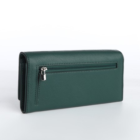 Women's wallet on magnet, green color-1
