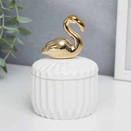 Coramics Coramics "Golden Flamingo" White relief 12x8.2x8.2 cm