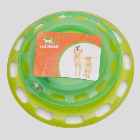 Game complex for cats "Piggon" with compartments for goodies/cat mint and ball, green-2