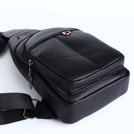 Male sling bag, artificial leather, black color-5