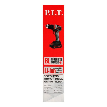 Drill-shuruvret P.I.T. PSR18-D4 Promo, Brightless, shock, 20 V, 1.5 Ah, Li-Lon, 40 Nm-8