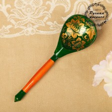 Spoon wooden, stencil, green