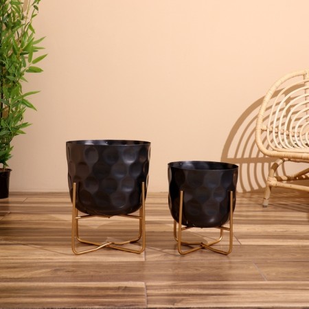 Kashpo on the stand "Hani" metal (set 2 pcs), diameter 30 and 25 cm-1