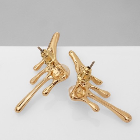 Earrings with pearls "abstraction" reverence, color gold-3