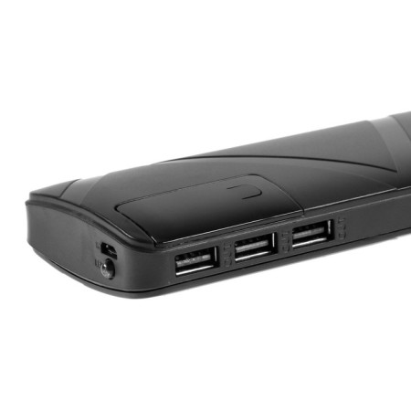 External battery Luazon PB-05, 6000 mAh, 3 USB, 2 A, display, flashlight, black-2