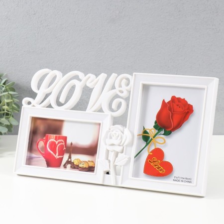 Multipher "LOVE" plastic, 2 photos (10x15, 13x18 cm) col. white-1