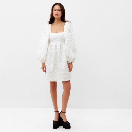 Women's dress with a bow Mist, p. S, white-5