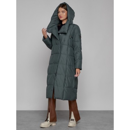 Coat insulated winter female, size 48, dark green color-4