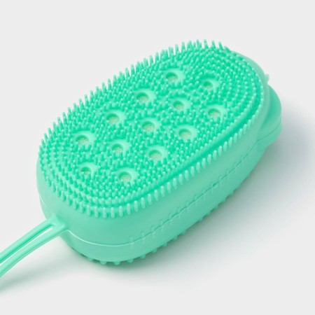 Silicone brush for the body with foam rubber "Mouse", green color-4