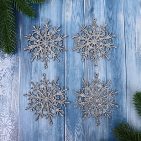 Christmas tree decoration "Snowflake" (set 4 pcs) D-9 cm, mix