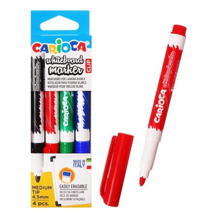 A set of markers for boards 4 colors Carioca, a node 4.5 mm, bullet, fast drying, easily erased