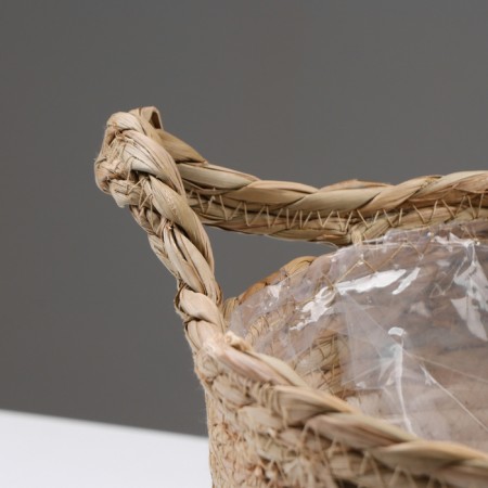 Kashpo wicker "Tanzania" with a pen, 21.5x21.5x18.8 cm, natural, white-2