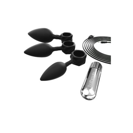 A set of anal plugs Bathmate Ana Training Plugs Vibe, silicone, black color-3