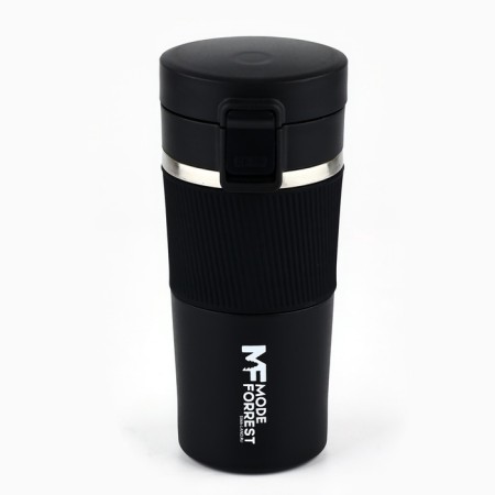 Thermal engine with the Mode Forrest button, 380 ml, the color is black, retains heat 6-8 hours-1