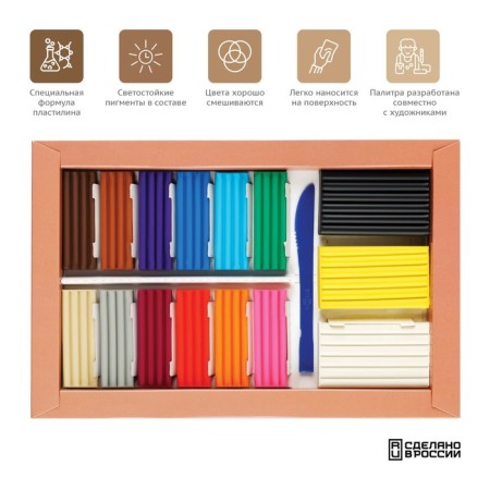 Set for plasticineography gamma "hobby. City landscape", 15 colors, 390 g, in a cardboard box-1
