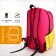 School backpack, 2 lightning departments, 3 pockets, pink/yellow color