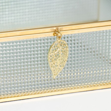 Casket glass with a metal frame "Rectangular. Squares" 18.5x14x6.5 cm-1