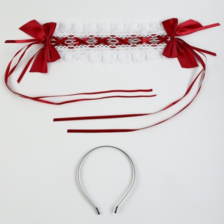 Carnival bandage "Lolita", red color with white braid-2