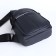 Male sling bag from textiles, headphone opening, gray color