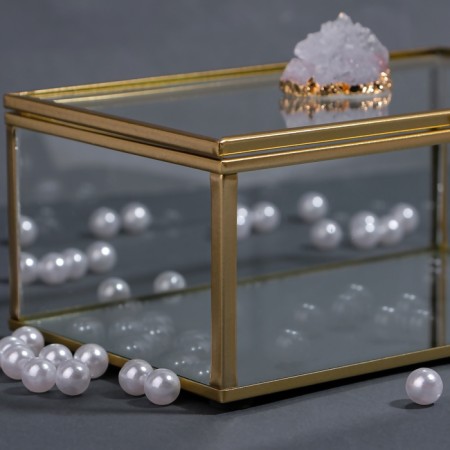 Organizer for storage "Mountains", with a lid, glass, with a mirror -bottom, 1 section, 17 × 10.5 × 7 cm, the color is transparent/copper-9