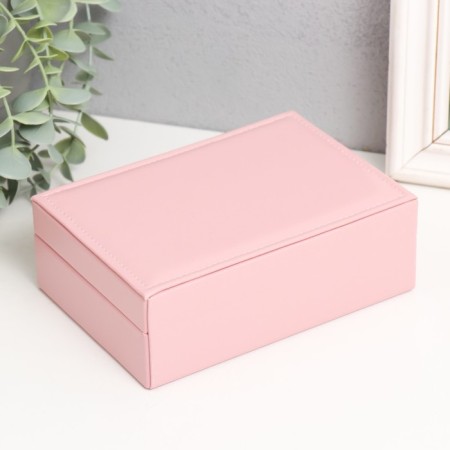Casket to the leatherette for jewelry "Matte surface. Rectangular" Pink 16x11.5x5.5 cm-4