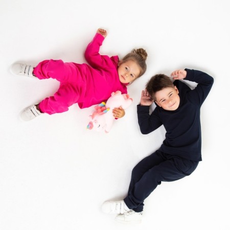 Kids' costume (sweatshirt, trousers) I am beginning, the color is dark blue, height 146 cm-4