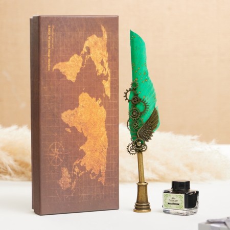 Gift set 3B1 "Steampank" Power pen, ink, tips, green