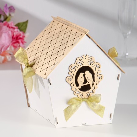 Family Bank "House with Birds", 22.5x21x23.5 cm, gold