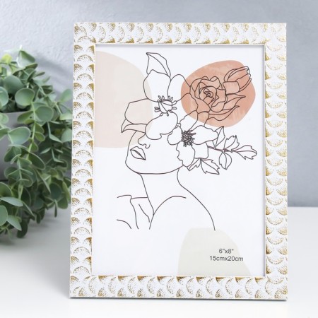 Photo frame plastic 15x20 cm "Phases of the Moon" White with gold 22.5x17.5 cm