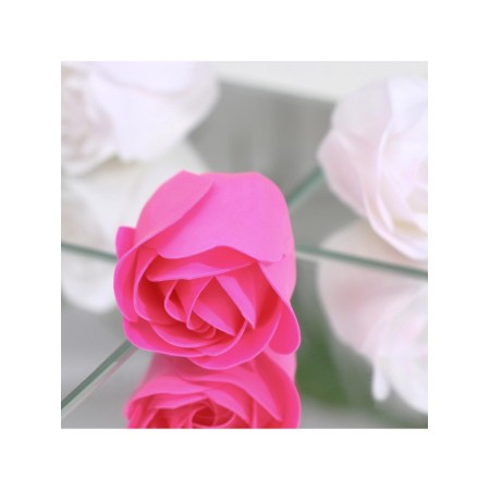 Soap roses, fuchsia and white, set of 9 pcs.-5