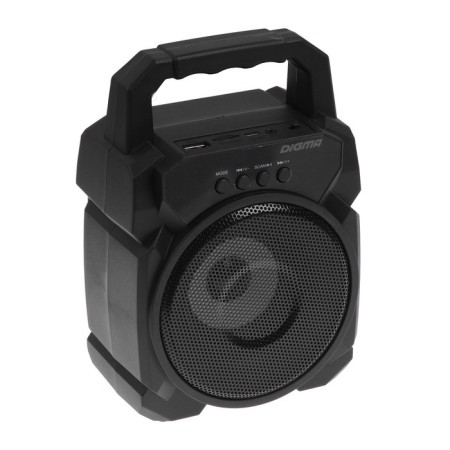 Digma D-PS1500 portable column, 10W, BT, Microsd, USB, AUX, FM, 500 Mam, Black-1