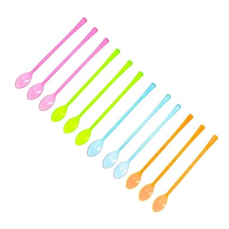 Plastic spoons, set 12 pcs., Mix colors-1