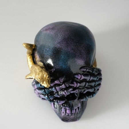 Polystone souvenir "Snake on the skull" 15x12.5x12 cm-8