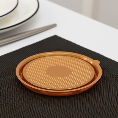 Container plastic disposable pr-S-85D, round, cover, D = 11 cm, golden color-3