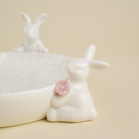 Porcelain SL HOME “Forest Rabbit” dish, 19.5 × 15.3 × 7.5 cm, white color-1