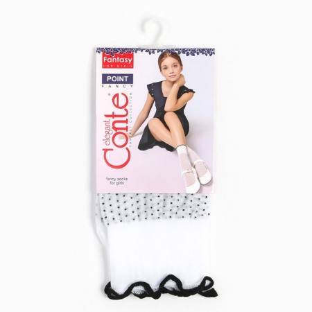 Socks for girls with dots CE Point, white color (Bianco), size 22-24-4