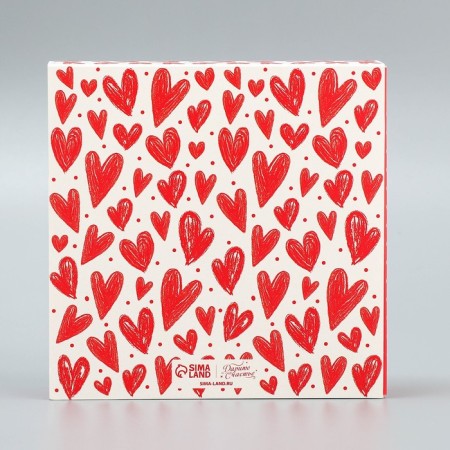 Box for sweets, confectionery packaging, 9 cells, “I love you”, hearts, 14.5 x 14.5 x 3.5 cm-4