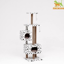House for cats with a claw, with a site and shelf, 65 x 51 x 173 cm, Dalmatian