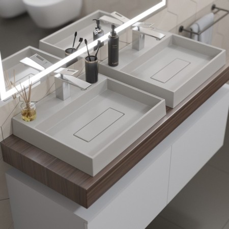 Sink uperwood tanos quartz 50 cm, block quartz, with a decorative lining-2