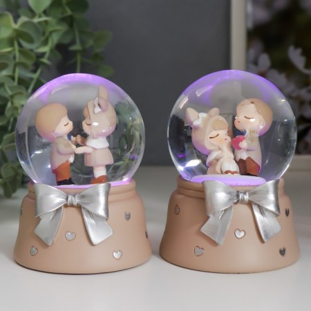 Souvenir Polystone Water Ball Light "Kids - First Love" Mix D = 6.5 cm 9.5x7x7 cm