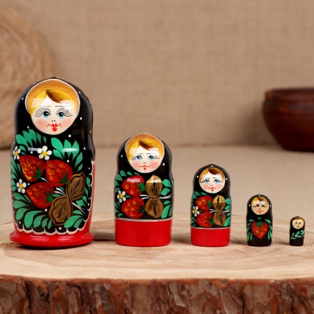 Nesting doll "Anna", Khokhloma, 5-doll
