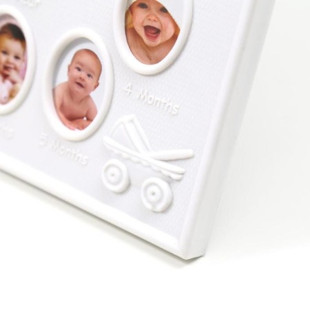 Photo frame plastic in 13 photos 4x3, 9x7 cm "My first year" White 20x25.5 cm-2