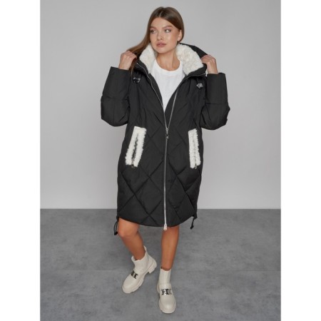 Coat insulated winter female, size 44, black color-9